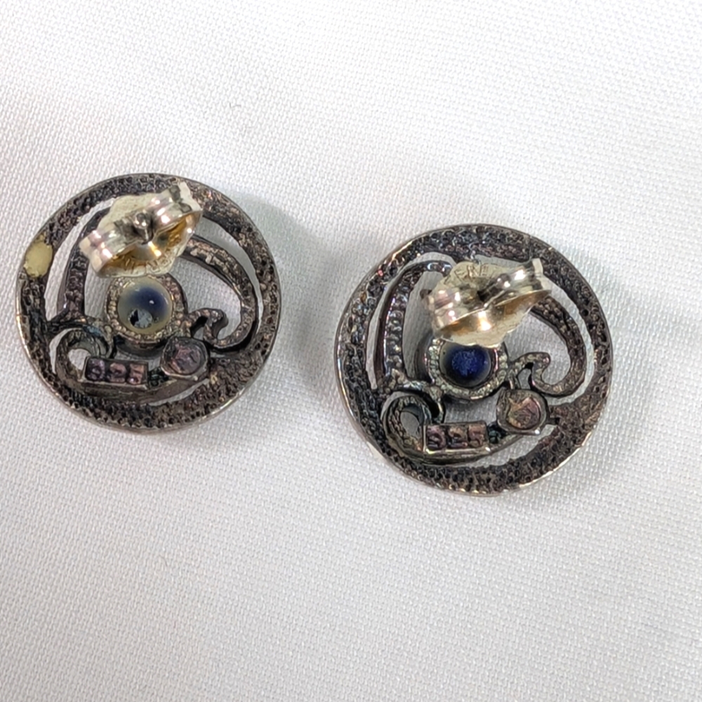 1970s Sterling Southwest Earrings - Vintage Everyday 925 Silver Jewelry - Picture 8 of 9